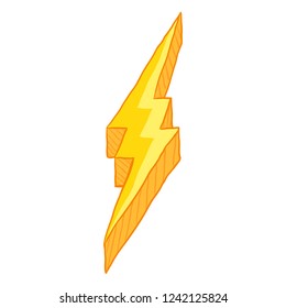 Vector Cartoon Illustration - Yellow Thunder Lighting Symbol