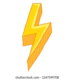 Vector Cartoon Illustration - Yellow Thunder Lighting Symbol