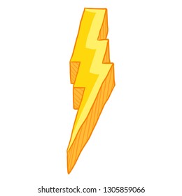 Vector Cartoon Illustration - Yellow Thunder Lighting Symbol