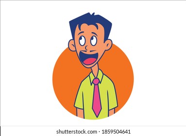 Vector cartoon illustration. Young man is laughing. Isolated on white background.