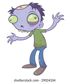 Vector cartoon illustration of a zombie. Great character for Halloween or any horror related themes.