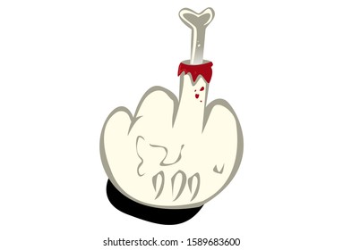 Vector cartoon illustration of zombie hand. Isolated on white background. 