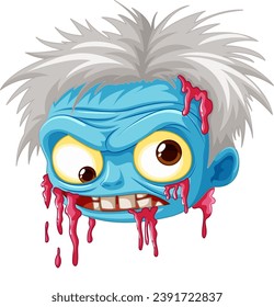 Dibujo vectorial de una cabeza zombie aislada