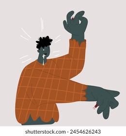 Vector cartoon illustration of zombie man