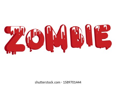 Vector cartoon illustration of zombie text sticker. Isolated on white background.