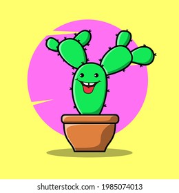 Dibujos de dibujos animados de cactus verdes con emociones felices. Colección de personajes de emociones divertidas para los niños. Personajes fantásticos. 