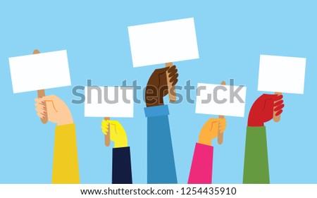 Vector cartoon illustratioon of hands holding plate. Presidential Election Voting Poster. Vector flat cartoon illustration for news, infographics, banners design