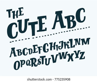 Vector cartoon illustrtration of Hand-drawn slanted alphabet letters. Black and white symbols for design, lettering, posters, print