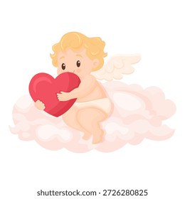 Imagem vetorial de um anjo em homenagem ao Dia de São Valentim em 14 de fevereiro. Cupido. Conceito de declarações de amor e romance. Elemento para seu design.