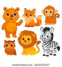 Vector cartoon image of animals. Animal concept for children's illustrations, articles, books. Zoo, circus. Element for your design.