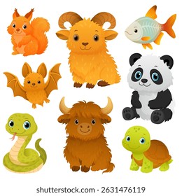 Vector cartoon image of animals. Animal concept for children's illustrations, articles, books. Zoo, circus. Element for your design.