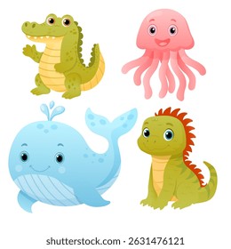 Vector cartoon image of animals. Animal concept for children's illustrations, articles, books. Zoo, circus. Element for your design.
