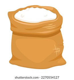 Vector cartoon image of a bag of flour. The concept of cooking and delicious food. An element for your design