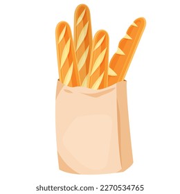 Vector cartoon image of a bakery product. Bread. Baking from flour. The concept of cooking and delicious food. An element for your design