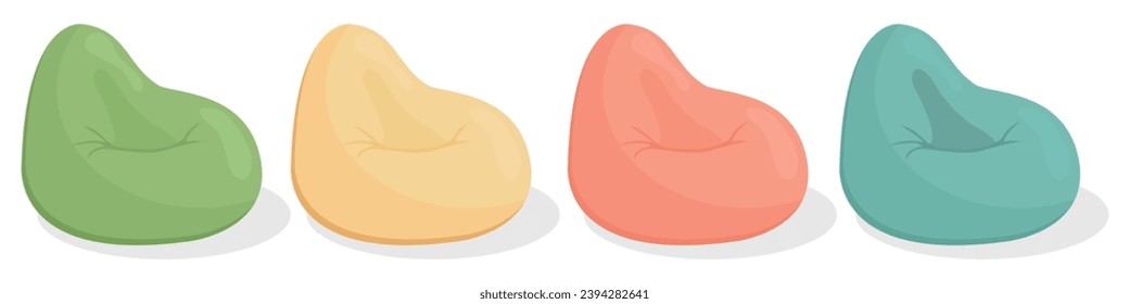 Imagen vectorial de la silla de una bolsa de frijol. En un moderno color pastel. El concepto de confort y mobiliario en casa. Elementos para su diseño