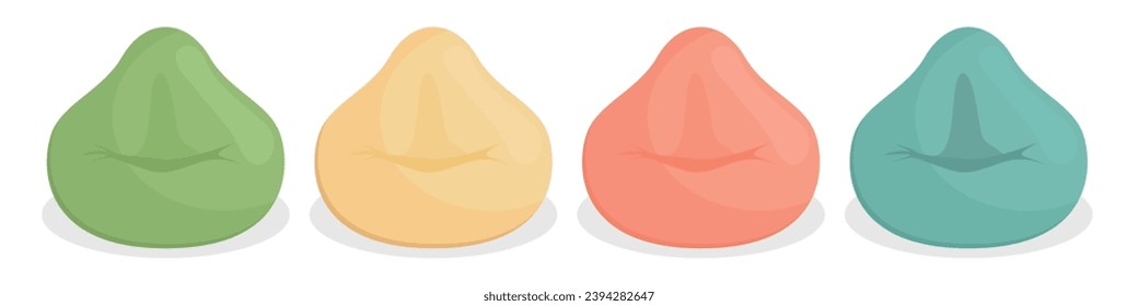 Imagen vectorial de la silla de una bolsa de frijol. En un moderno color pastel. El concepto de confort y mobiliario en casa. Elementos para su diseño