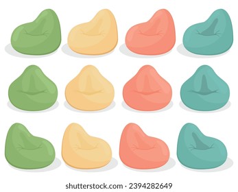 Imagen vectorial de la silla de una bolsa de frijol. En un moderno color pastel. El concepto de confort y mobiliario en casa. Elementos para su diseño