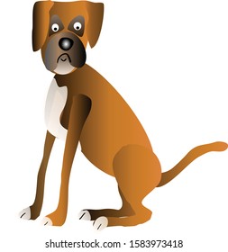 Vector cartoon image of boxer dog 