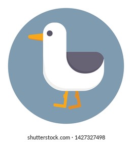 Vector cartoon image. The image of the character, mascot. Wild bird, city bird, seabird, seagull. Wildlife, wild life. Image for poster, banner, postcard. Icon for web design. Template for printing.