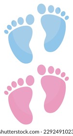 Vector cartoon image of children's footprints. The concept of parenting and caring for a child. Set elegant elements for your design.