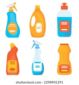 Imagen vectorial de los productos de limpieza. El concepto de limpieza, lavado, limpieza y limpieza Elementos personalizados para su diseño.