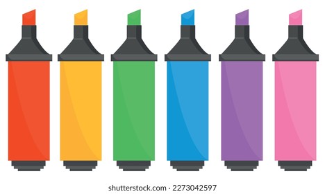 Vector cartoon image of colored markers. Bright educational elements for your design. The concept of study and work.