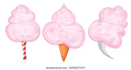 Vector cartoon image of cotton candy. The concept of a children's park, zoo and walks with children. Delicious sweetness