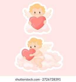 Imagem vetorial de um anjo Cupido em homenagem ao Dia de São Valentim, 14 de fevereiro. Conceito de amor e romance. Elemento para seu design.