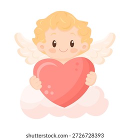 Imagem vetorial de um anjo Cupido em homenagem ao Dia de São Valentim, 14 de fevereiro. Conceito de amor e romance. Elemento para seu design.