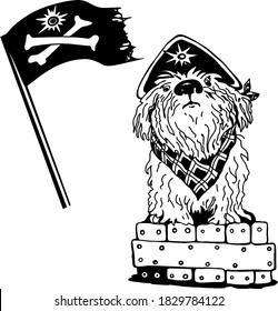 Vector cartoon image of a dog in a carnival costume of a pirate.