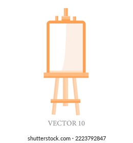 Vector cartoon image of an easel for drawing. A design element for creativity