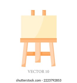 Vector cartoon image of an easel for drawing. A design element for creativity