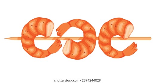 Vector cartoon image of food on skewers. The concept of a barbecue with neighbors or on a hike. Elements for your design.