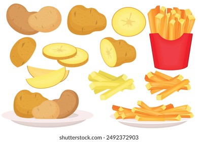 Vector cartoon image of French fries. Food and fast food concept. Delicious position from a cafe. Element for your design