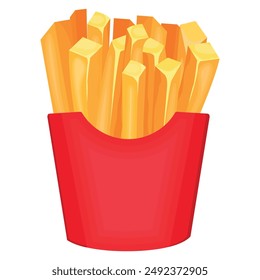 Vector cartoon image of French fries. Food and fast food concept. Delicious position from a cafe. Element for your design