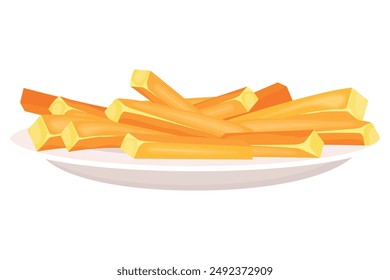 Vector cartoon image of French fries. Food and fast food concept. Delicious position from a cafe. Element for your design