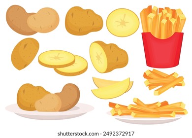 Vector cartoon image of French fries. Food and fast food concept. Delicious position from a cafe. Element for your design