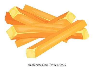 Vector cartoon image of French fries. Food and fast food concept. Delicious position from a cafe. Element for your design