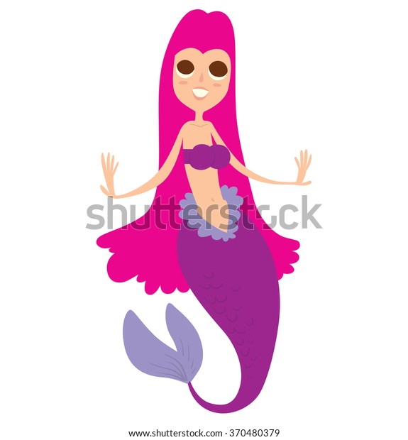 Vector Cartoon Image Funny Beautiful Mermaid Stock Vector Royalty