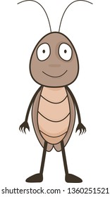 Vector cartoon image of a funny cockroach on a white background with a mustache