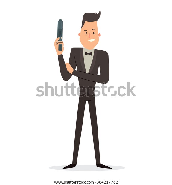 Vector Cartoon Image Funny Super Agent Stock Vector (Royalty Free ...