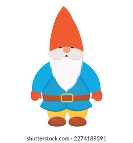 Vector cartoon image of a garden gnome. The concept of caring for seedlings and vegetable garden. Farm work. An element for your design.