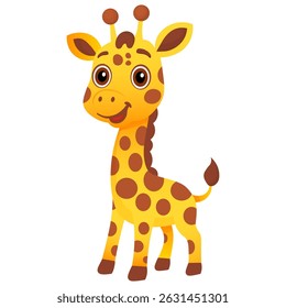 Vector cartoon image of giraffe. Animal concept for children's illustrations, articles, books. Zoo, circus. Element for your design.