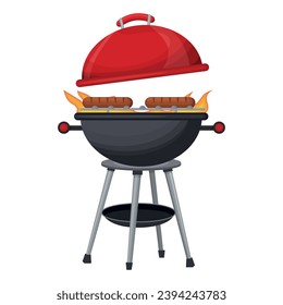 Vector cartoon image of a grill. The concept of a barbecue with neighbors or on a hike. Elements for your design.