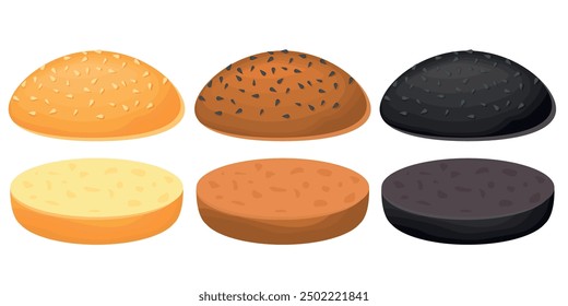 Vektorgrafik eines Hamburgerbun. Fast Food und leckeres Food-Konzept. Elemente für Ihr Design. Banner für eine Website, Flyer usw.