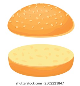 Vektorgrafik eines Hamburgerbun. Fast Food und leckeres Food-Konzept. Elemente für Ihr Design. Banner für eine Website, Flyer usw.