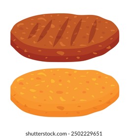 Vector cartoon image of hamburger ingredient. Cutlets. Fast food and tasty food concept. Elements for your design. Banner for website, leaflets, etc.