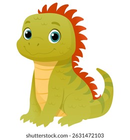 Vector cartoon image of iguana. Animal concept for children's illustrations, articles, books. Zoo, circus. Element for your design.