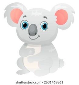 Vector cartoon image of koala. Animal concept for children's illustrations, articles, books. Zoo, circus. Element for your design.