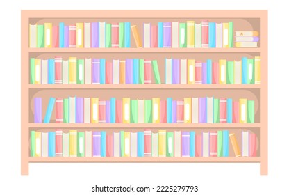 Vector cartoon image of a library or bookstore bookcase. Interior design for the home and for the children's room. The concept of education and study